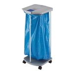 HAILO ProfiLine Müllsackständer XXXL - 120 L, grau, Aluminium-Rohgestell mit Klappdeckel, Rollen