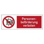 Kombischild Verbotszeichen Personenbeförderung verboten