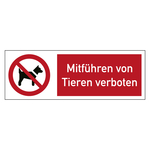 Kombischild Verbotszeichen Mitführen von Tieren verboten