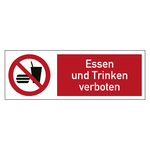 Kombischild Verbotszeichen Essen und Trinken verboten