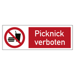 Kombischild Verbotszeichen Picknick verboten