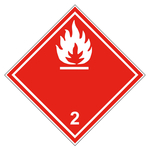 Gefahrzettel Placards Klasse 2.1 Entzündbare Gase Flamme Weiß mit durchgehender Kontrastlinie Folie seewasserbeständig 300 x 300 mm Einzeletikett