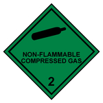 Gefahrzettel Placards Klasse 2.2 Nicht entzündbare, nicht giftige Gase mit Zusatztext NON-FLAMMABLE COMPRESSED GAS Gasflasche Schwarz mit durchgehender Kontrastlinie Folie seewasserbeständig 300 x 300 mm Einzeletikett