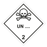 Gefahrzettel Gefahrgutaufkleber Klasse 2.3 Giftige Gase mit Eindruck UN-Nummer Totenkopf Schwarz Folie seewasserbeständig 150 x 150 mm 500 Stück/Rolle