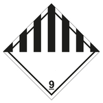 Gefahrzettel Placards Klasse 9 Verschiedene gef&auml;hrliche Stoffe und Gegenst&auml;nde Folie seewasserbest&auml;ndig 250 x 250 mm Einzeletikett