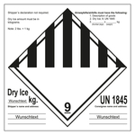 Gefahrzettel Gefahrgutaufkleber Klasse 9 Verschiedene gef&auml;hrliche Stoffe und Gegenst&auml;nde mit UN 1845 Dry Ice Shipper's Declaration mit Eindruck Folie seewasserbest&auml;ndig 150 x 150 mm 500 St&uuml;ck/Rolle