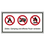Verbotsschild Zelten und Camping verboten Kombischild