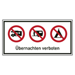 Verbotsschild Übernachten verboten Kombischild