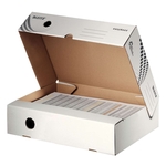 LEITZ 6134 Archivbox easyboxx - A4  80 mm  Wellpappe (RC)  breite Öffnung  Klappdeckel  weiß