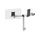 DURABLE Monitorwandhalter mit Arm für 1 Monitor und 1 Tablet - silber, 8 kg, Tischklemme
