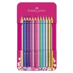 FABER CASTELL Buntstifte Sparkle - 12 Farben sortiert, Metalletui