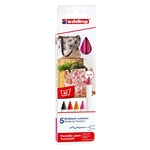 EDDING 4600 Textilpen - Rundspitze, 1 mm, 5er Set warm colours
