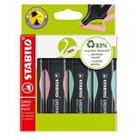 STABILO Umweltfreundlicher Textmarker - GREEN BOSS Pastel - 4er Pack - Hauch von Minzgrün, rosiges Rouge, zartes Türkis und Schimmer von Lila