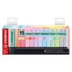 STABILO Textmarker - BOSS ORIGINAL Pastel - 15er Tischset - mit 14 verschiedenen Farben