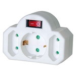 BRENNENSTUHL Adapter-Schutzkontakt - 3-fach, weiß, Euro-Steckdose Schalter und Kinderschutz, Blister