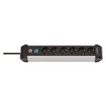 BRENNENSTUHL Steckdosenleiste Premium ALU-Line-Schalter, 6-fach, schwarz