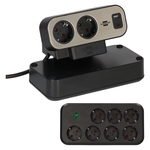 BRENNENSTUHL Steckdosenleisten estilo Duplex+Schalter, 9-fach/USB, schwarz/silber