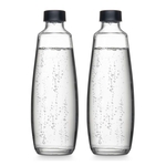 SODASTREAM Trinkflasche Glas 1 Liter - transparent/schwarz, 2er-Pack