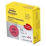 AVERY ZWECKFORM 3859 Bewertungspunkt "trauriges Gesicht" - Ø 19 mm, Spender mit 250 Etiketten, rot