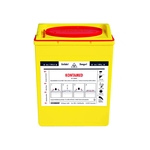 SÖHNGEN KONTAMED-Sicherheitsbehälter - ca. 1,7 L, signalgelb, rote Wandhalterung