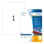HERMA 4698 Folienetiketten - 210 x 297 mm, weiß, strapazierfähig, extrem stark haftend, matt, 25 Stück