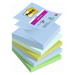 POST-IT Haftnotizblock Super Sticky Z-Notes Oasis Collection - 76 x 76 mm, sortiert, 5x 90 Blatt