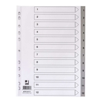 Q-CONNECT Zahlenregister - 1 - 12, PP, A4, 12 Blatt + Indexblatt, grau