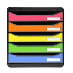 EXACOMPTA Schubladenbox Big Box Plus - A4+, 5 offene Laden, schwarz/harlekin