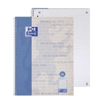 OXFORD Collegeblock Recycling - A4+, 80 Blatt, liniert Rand links, blau