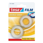 TESA Klebefilm doppelseitig - 12 mm x 7,5 m, 2er Blisterpack