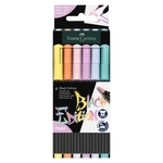 FABER CASTELL Faserschreiberetui Black Edition - Pinselspitze, Pastell, 6er Kartonetui