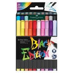 FABER CASTELL Faserschreiberetui Black Edition - Pinselspitze, 20er Kartonetui
