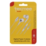 TEKMEE Kopfhörer Stereo USB-C In-Ear mit Kabel weiß