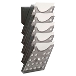 HELIT Wand-Prospekthalter - A4 hoch, grau transparent
