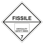 Gefahrzettel Placards Klasse 7E Radioaktive Stoffe mit Zusatztext FISSILE Folie seewasserbeständig 300 x 300 mm Einzeletikett