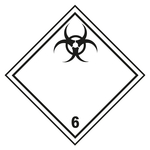Gefahrzettel Placards Klasse 6.2 Ansteckungsgefährliche Stoffe mit durchgehender Kontrastlinie Folie seewasserbeständig 250 x 250 mm Einzeletikett