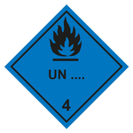 Gefahrzettel Gefahrgutaufkleber Klasse 4.3 Stoffe, die mit Wasser entzündliche Gase bilden mit Eindruck UN-Nummer Flamme Schwarz Folie seewasserbeständig 50 x 50 mm 500 Stück/Rolle
