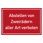 Verbotszeichen Abstellen von Zweirädern aller Art verboten
