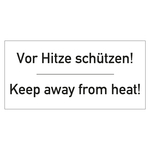 Paketaufkleber Vor Hitze schützen! Keep away from heat! Weiß
