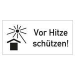 Paketaufkleber mit Symbol und Text Vor Hitze schützen Weiß