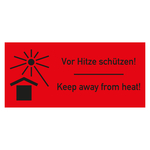 Paketaufkleber Vor Hitze schützen mit Text Vor Hitze schützen! Keep away from heat! Rot