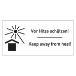 Paketaufkleber Vor Hitze schützen mit Text Vor Hitze schützen! Keep away from heat! Weiß