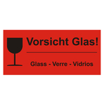 Paketaufkleber Vorsicht Glas Rot Haftpapier 136 x 63 mm 500 St&uuml;ck/Rolle