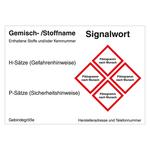 GHS Gefahrstoffetikett Eindruck nach Wunsch für externe Verwendung mit 4 Piktogrammen Chromopapier tiefkühlgeeignet 148 x 105 mm 500 Stück/Rolle