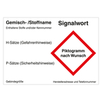 GHS Gefahrstoffetikett Eindruck nach Wunsch für externe Verwendung mit 1 Piktogramm Chromopapier tiefkühlgeeignet 74 x 52 mm 500 Stück/Rolle
