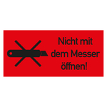 Paketaufkleber Nicht mit dem Messer öffnen Rot Folie 136 x 63 mm 500 Stück/Rolle
