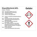GHS Gefahrstoffetikett Eisen(III)chlorid 40% für interne Verwendung Chromopapier tiefkühlgeeignet 74 x 52 mm 500 Stück/Rolle