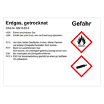 GHS Gefahrstoffetikett Erdgas, getrocknet für interne Verwendung Chromopapier tiefkühlgeeignet 105 x 74 mm 500 Stück/Rolle