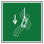 Rettungszeichen Notfall-Klettergeschirr DIN EN ISO 7010 E073 Aluminium Verbundplatte 3 mm 200 x 200 mm Einzelschild