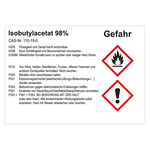GHS Gefahrstoffetikett Isobutylacetat 98% f&uuml;r interne Verwendung Chromopapier tiefk&uuml;hlgeeignet 148 x 105 mm 100 St&uuml;ck/Rolle